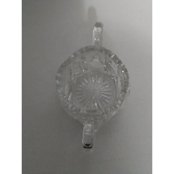 American Crystal Brilliant Cut Double Handle Sugar Bowl Sawtooth Rim - Picture 5 of 6